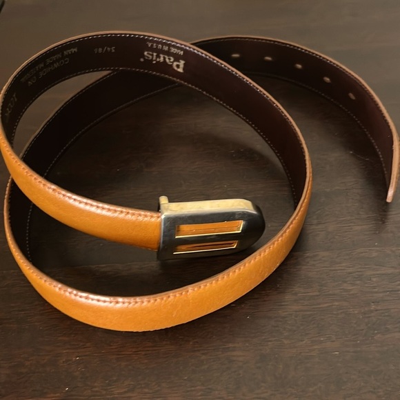 Cow Hide Vintage Tan Leather Belt 34/86 Made In USA 5 Holes - Picture 8 of 10